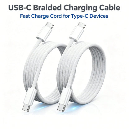 1/2pcs Braided Anti-Yellowing Dirt-Resistant Anti-Folding Wear-Resistant Material Flexible Easy Storage Anti-Tangle Minimalist All-Purpose Type-C Universal Fast Charging Data Cable Compatible With App