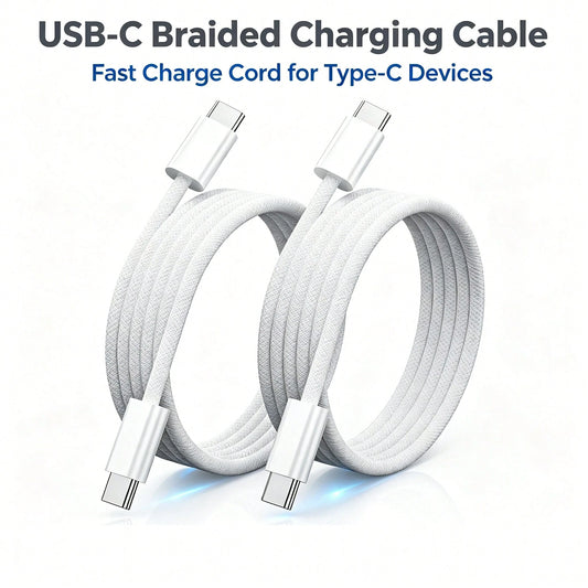 1/2pcs Braided Anti-Yellowing Dirt-Resistant Anti-Folding Wear-Resistant Material Flexible Easy Storage Anti-Tangle Minimalist All-Purpose Type-C Universal Fast Charging Data Cable Compatible With App