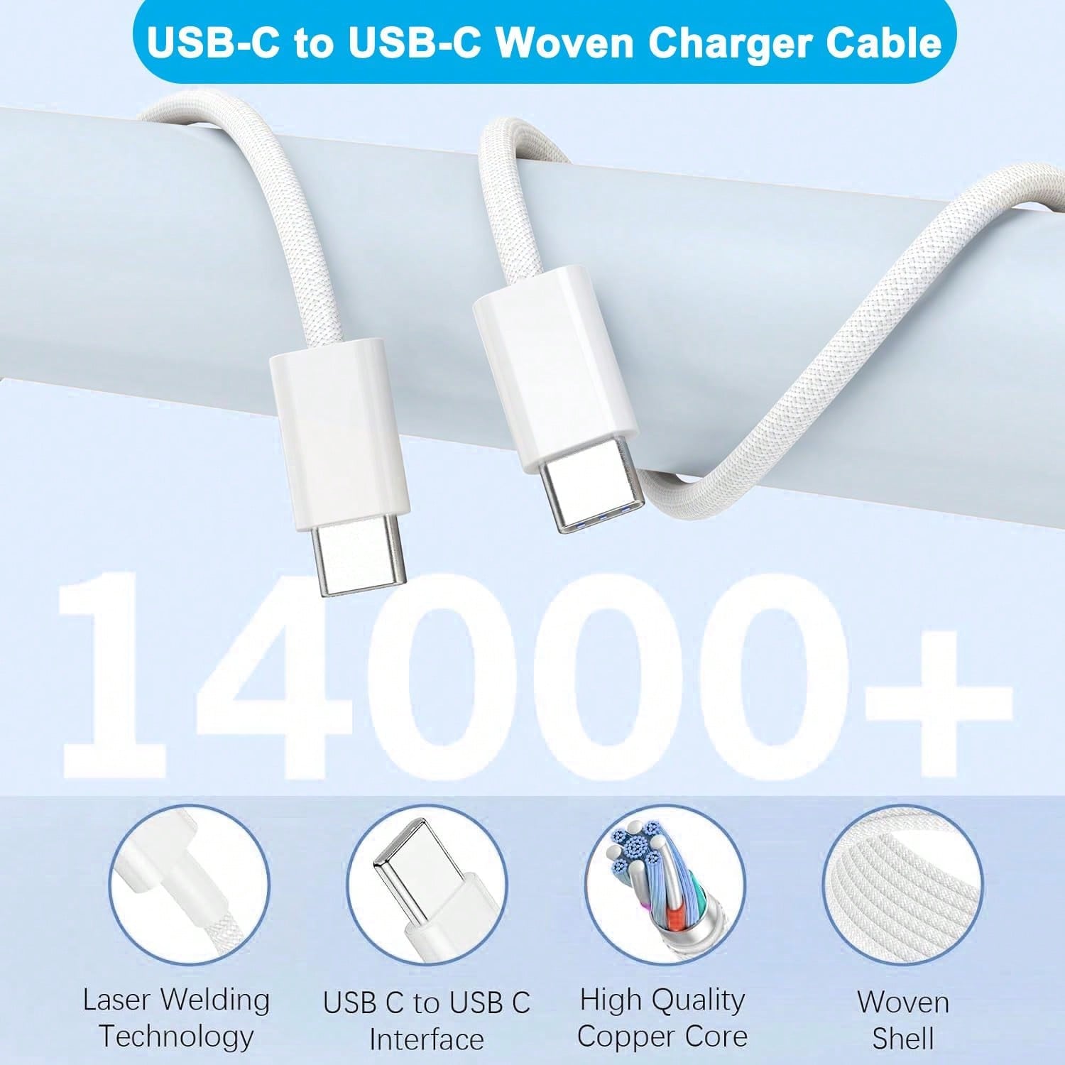 1/2pcs Braided Anti-Yellowing Dirt-Resistant Anti-Folding Wear-Resistant Material Flexible Easy Storage Anti-Tangle Minimalist All-Purpose Type-C Universal Fast Charging Data Cable Compatible With App