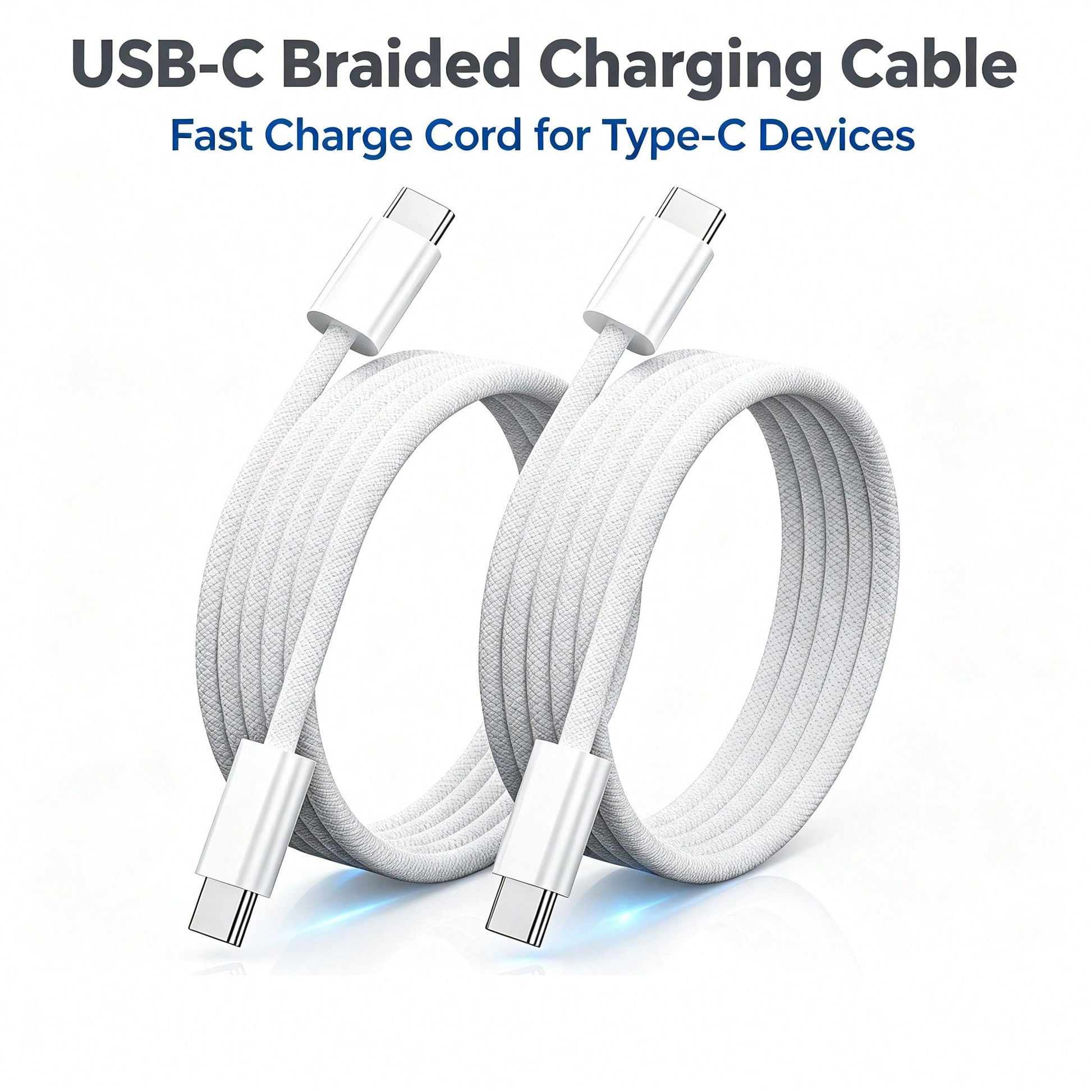 1/2pcs Braided Anti-Yellowing Dirt-Resistant Anti-Folding Wear-Resistant Material Flexible Easy Storage Anti-Tangle Minimalist All-Purpose Type-C Universal Fast Charging Data Cable Compatible With App
