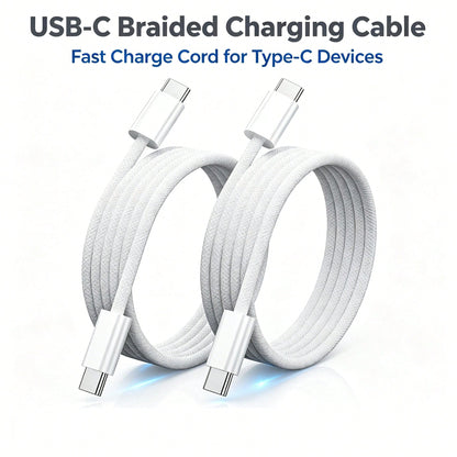 1/2pcs Braided Anti-Yellowing Dirt-Resistant Anti-Folding Wear-Resistant Material Flexible Easy Storage Anti-Tangle Minimalist All-Purpose Type-C Universal Fast Charging Data Cable Compatible With App
