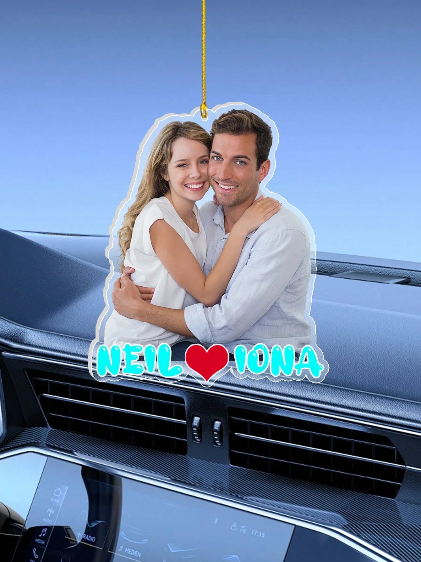 1/2Pcs Custom Hanging Car Photo Frames, Personalized Photo Name Pendant Car Accessories, Customized Photo Car Ornament, Customizable Car Photo Decor Accessories, Rear View Photo Gift, Anniversary Gift
