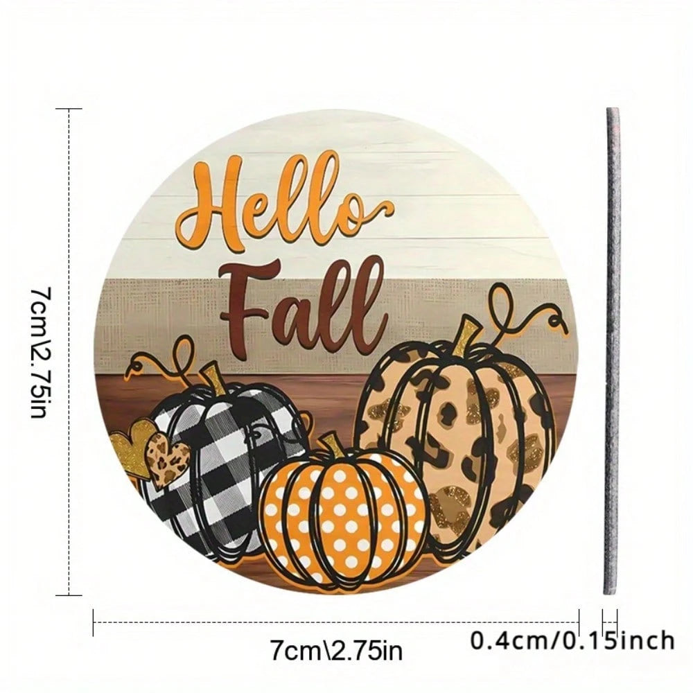 1/2pcs "Hello Fall" EVA Car Coasters- 2.75" Round, Water Absorbent & Odor-Free Cup Holder Inserts With Autumn Pumpkin Design, Perfect For Thanksgiving & Harvest Festival Decor