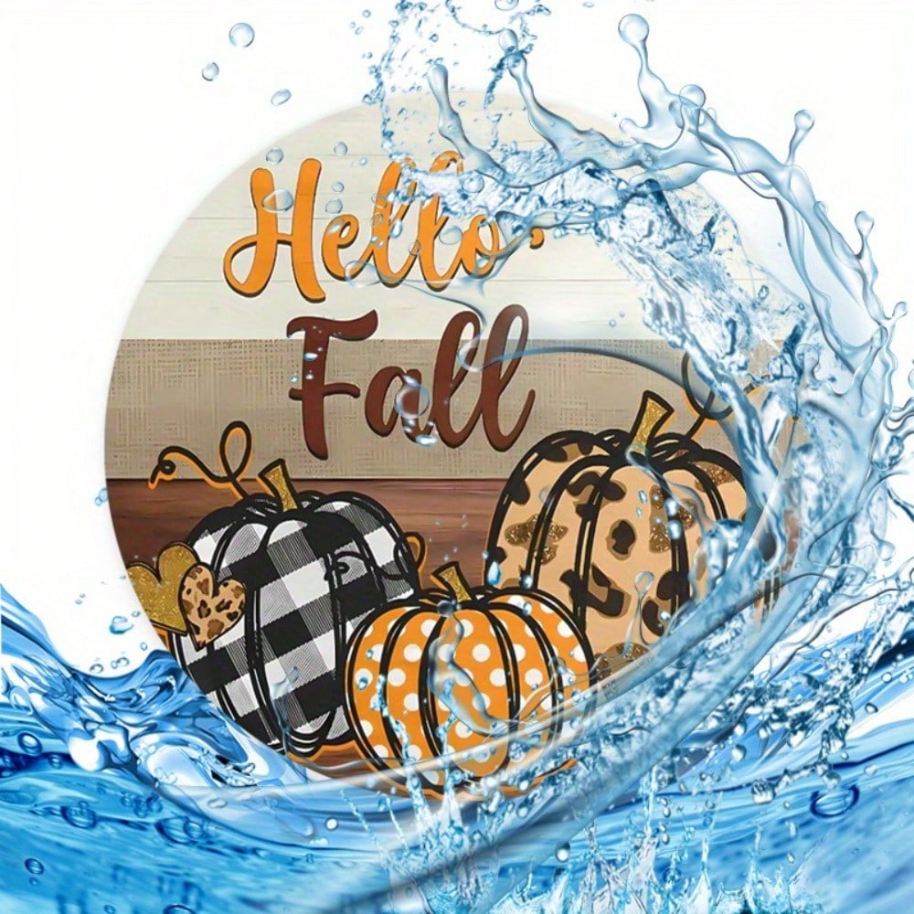 1/2pcs "Hello Fall" EVA Car Coasters- 2.75" Round, Water Absorbent & Odor-Free Cup Holder Inserts With Autumn Pumpkin Design, Perfect For Thanksgiving & Harvest Festival Decor