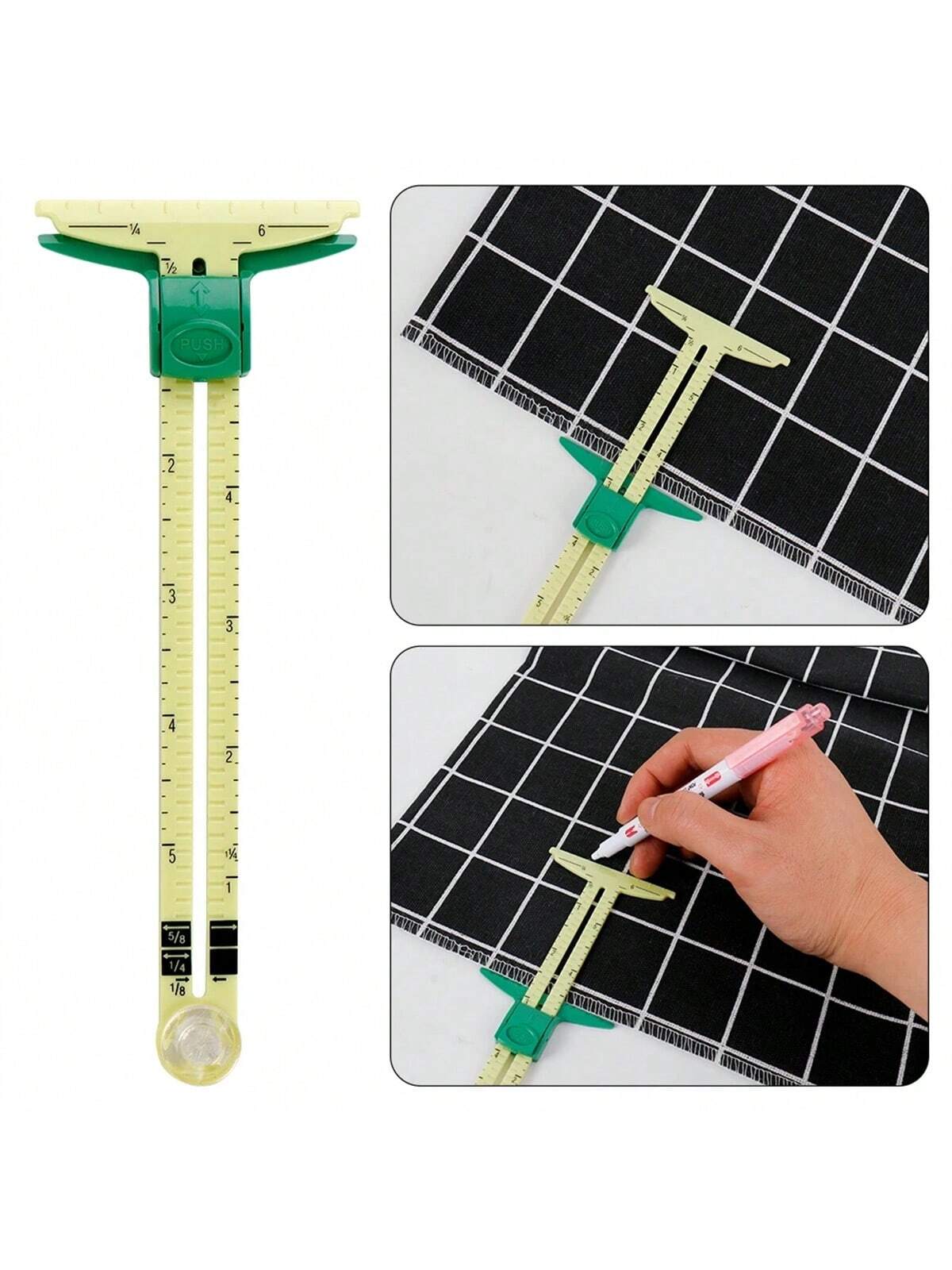 1/2pcs Inch Ruler Scale 5-IN-1 Sewing Seam Ruler Measuring Gauge Patchwork Quilting Tailor Ruler Sizer Helper Aluminum Plastic Sliding Gauge Saudi National Day(No CM Scale) Mother Day Gift