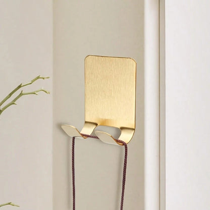 1/2pcs Silver/Gold/Black Adhesive Wall Hooks, Minimalist Wall-Mounted Razor Holder, No Drilling Required, Wall-Mounted, Bathroom Razor Holder, Stainless Steel Door/Wall Hooks, Bedroom Hat Hooks, Home
