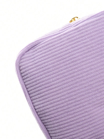1/2pcs Square Corduroy Makeup Bag Storage Pouch, Flat Toiletry Bag Makeup Storage Bag, Travel Makeup And Toiletry Bag. It Can Be Used For Storing Cosmetics, Stationery, Or As A Multifunctional Everyda