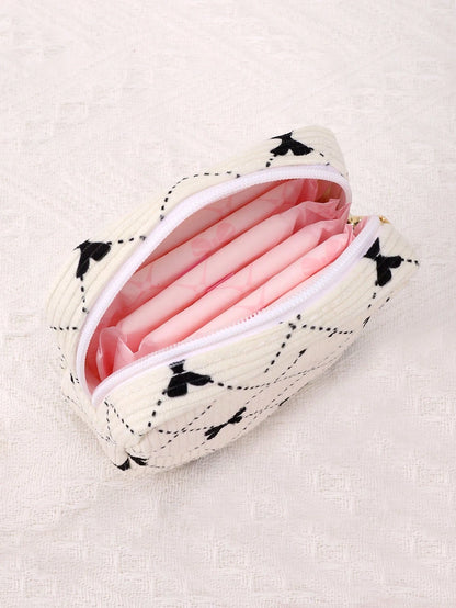 1/2pcs Square Corduroy Makeup Bag Storage Pouch, Flat Toiletry Bag Makeup Storage Bag, Travel Makeup And Toiletry Bag. It Can Be Used For Storing Cosmetics, Stationery, Or As A Multifunctional Everyda
