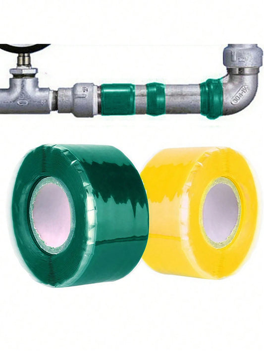 1/2pcs Water Pipe Silicone Rubber Tape, High Pressure/High Temperature/Low Temperature Resistant/Self-Adhesive Self-Fusing Insulating Tape, Emergency Heat Dissipation Self-Adhesive Tape (Green Color R