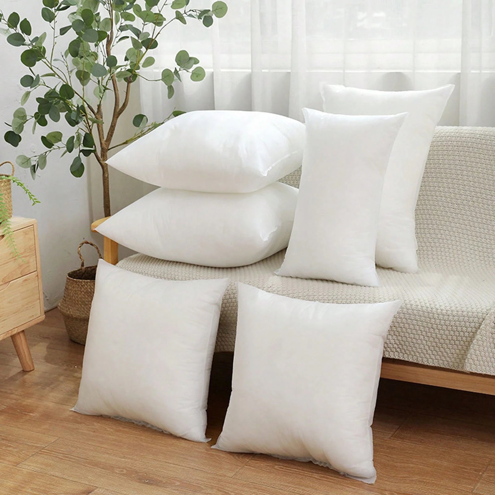 1/2pcs/White Pillow Core, Luxury Pillow, Multiple Sizes Pillow Pad, Microfiber Filling, Pure White Square Throw Pillow, Minimalist Fashion, Suitable For Home Decor, Living Room Sofa, Bedroom, Outdoor
