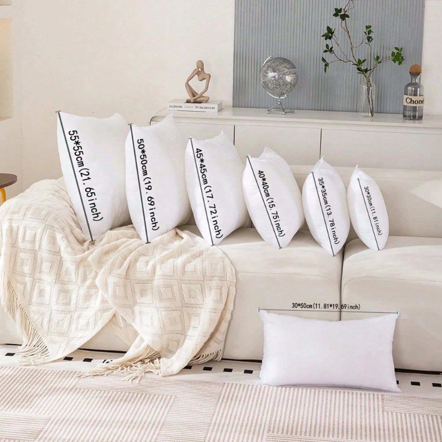 1/2pcs/White Pillow Core, Luxury Pillow, Multiple Sizes Pillow Pad, Microfiber Filling, Pure White Square Throw Pillow, Minimalist Fashion, Suitable For Home Decor, Living Room Sofa, Bedroom, Outdoor