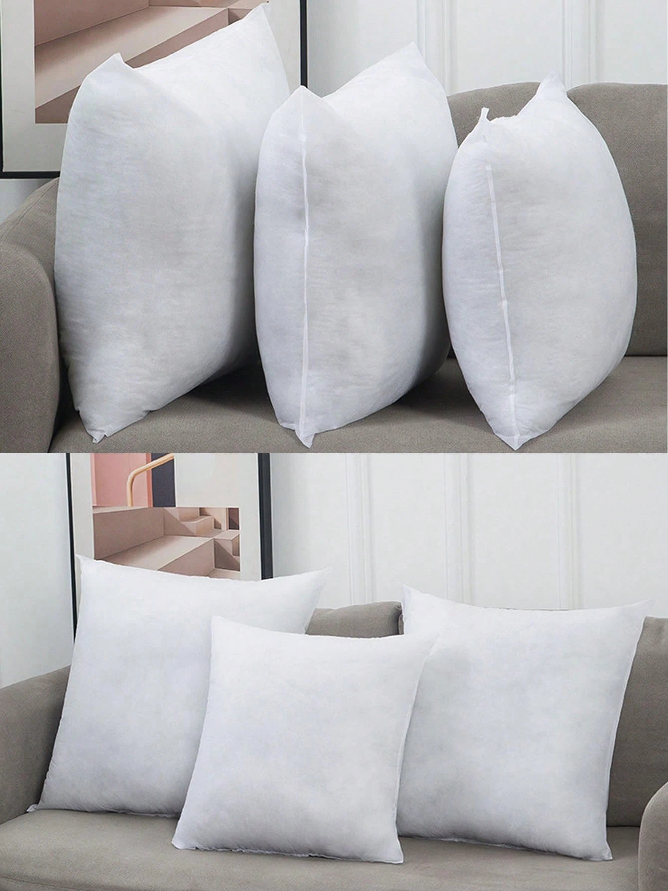 1/2pcs/White Pillow Core, Luxury Pillow, Multiple Sizes Pillow Pad, Microfiber Filling, Pure White Square Throw Pillow, Minimalist Fashion, Suitable For Home Decor, Living Room Sofa, Bedroom, Outdoor