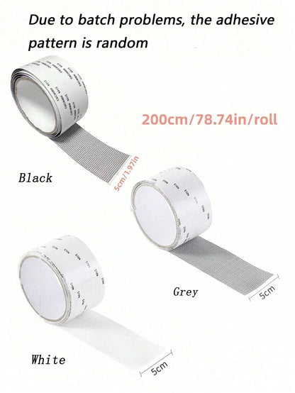 1/2Rolls Waterproof Self-Adhesive Window Screen Repair Tape,Anti-Insect Mesh Patch For Dorm Doors/Curtains, Strong Adhesive Repair Tape For Torn Screens Black