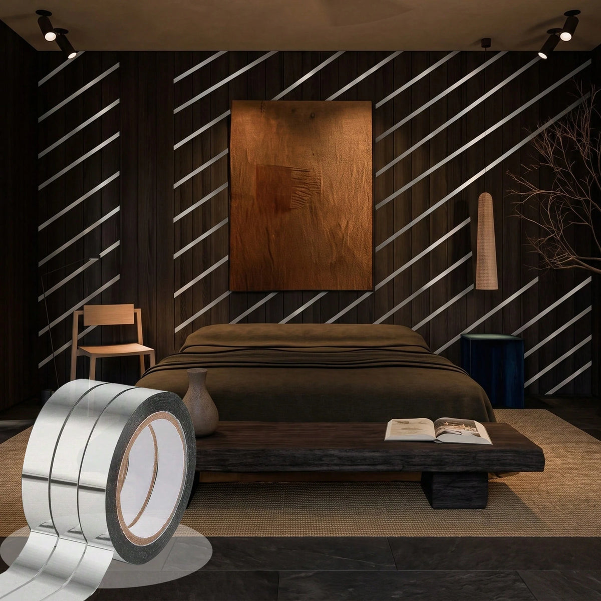 1/3 Roll Silver Metallic Mirror Tape 984in/2952in, DIY Graphic Art Self-Adhesive Polyester Film Decorative Tape, Suitable For Walls, Cabinets, Bathrooms, Gift Wrapping, Crafts Gold Decorative Tape