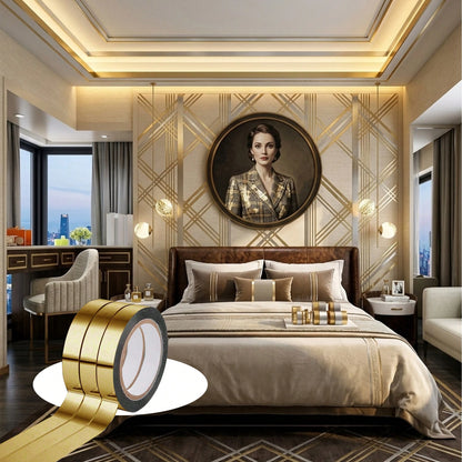 1/3 Roll Silver Metallic Mirror Tape 984in/2952in, DIY Graphic Art Self-Adhesive Polyester Film Decorative Tape, Suitable For Walls, Cabinets, Bathrooms, Gift Wrapping, Crafts Gold Decorative Tape