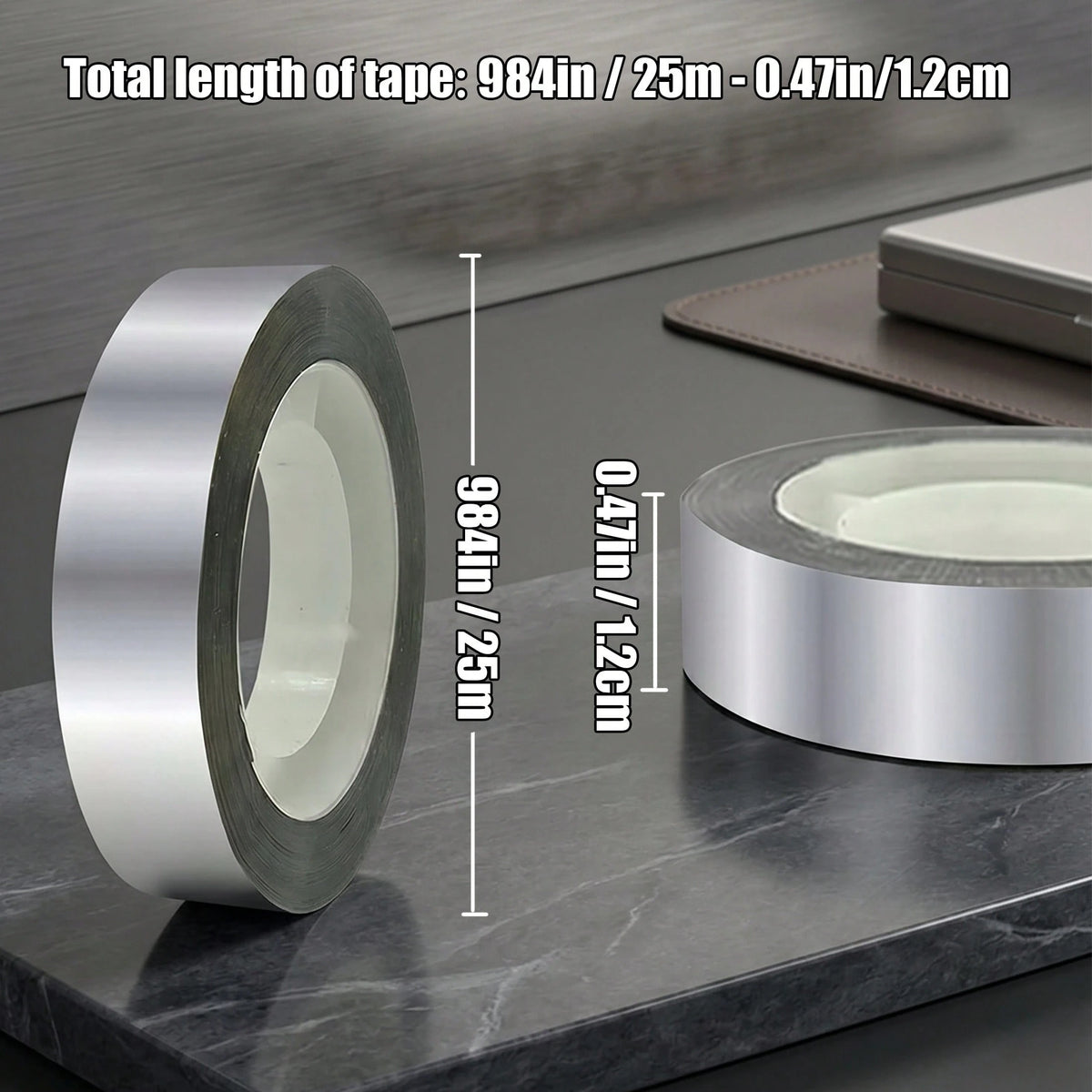 1/3 Roll Silver Metallic Mirror Tape 984in/2952in, DIY Graphic Art Self-Adhesive Polyester Film Decorative Tape, Suitable For Walls, Cabinets, Bathrooms, Gift Wrapping, Crafts Gold Decorative Tape
