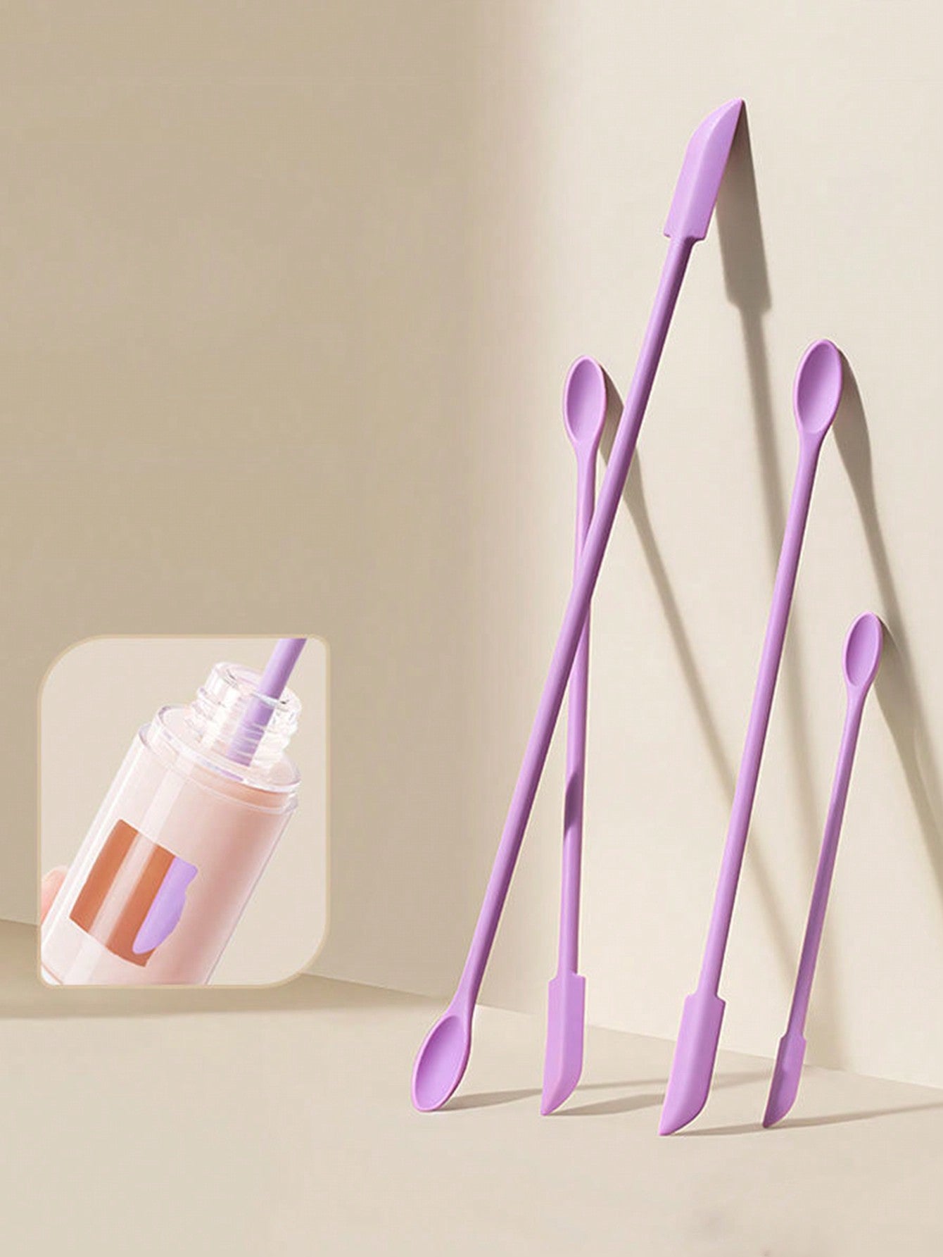 1/3pcs Mini Silicone Scraper, Makeup Spatula, Small Reusable Beauty Scraper, Mini Scraper, Thin Jar Scraper, Food Scraper, Scrape The Last Drop Of Beauty Products, Cosmetics, Inexpensive, Room Decor