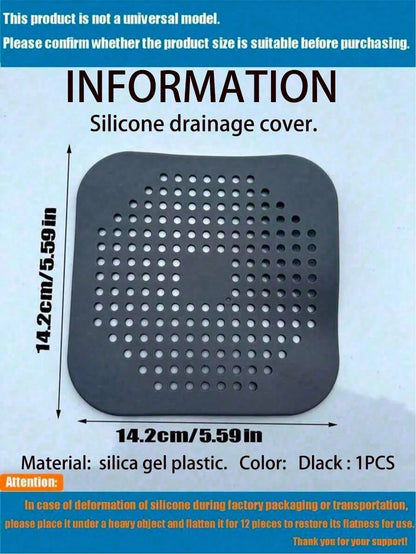 1/3pcs Silicone Hair Catcher With Suction Cup, Square Drain Cover, Suitable For Shower, Sink, Floor Drain, Hair Filtration, Applicable For Bathroom, Bathtub, Kitchen, Bathroom Decor, Back To School Se