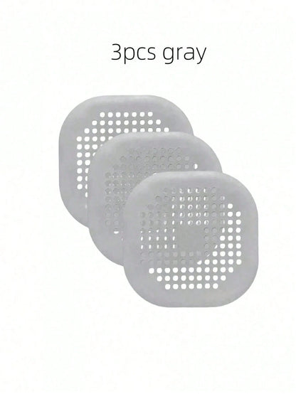 1/3pcs Silicone Hair Catcher With Suction Cup, Square Drain Cover, Suitable For Shower, Sink, Floor Drain, Hair Filtration, Applicable For Bathroom, Bathtub, Kitchen, Bathroom Decor, Back To School Se