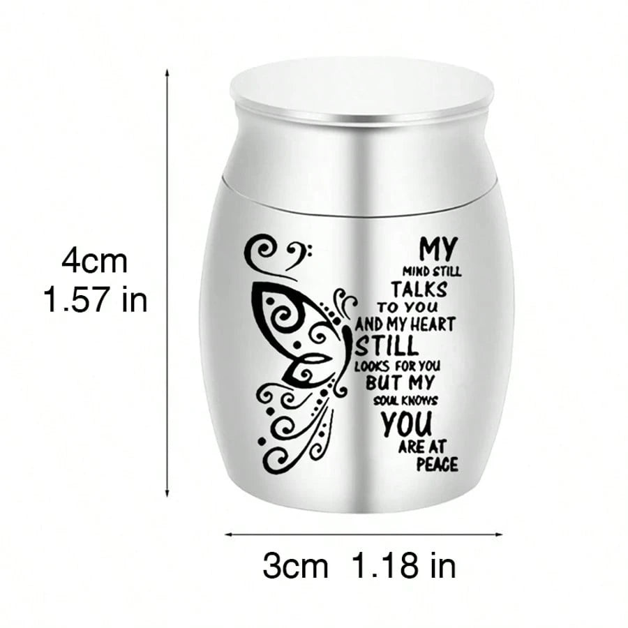 1.57 Inches Small Keepsake Urn For Human Ashes Aluminum Alloy Mini Urn Butterfly Small Ash Urn Tiny Ashes Holder Decorative Funeral Urn