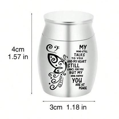 1.57 Inches Small Keepsake Urn For Human Ashes Aluminum Alloy Mini Urn Butterfly Small Ash Urn Tiny Ashes Holder Decorative Funeral Urn