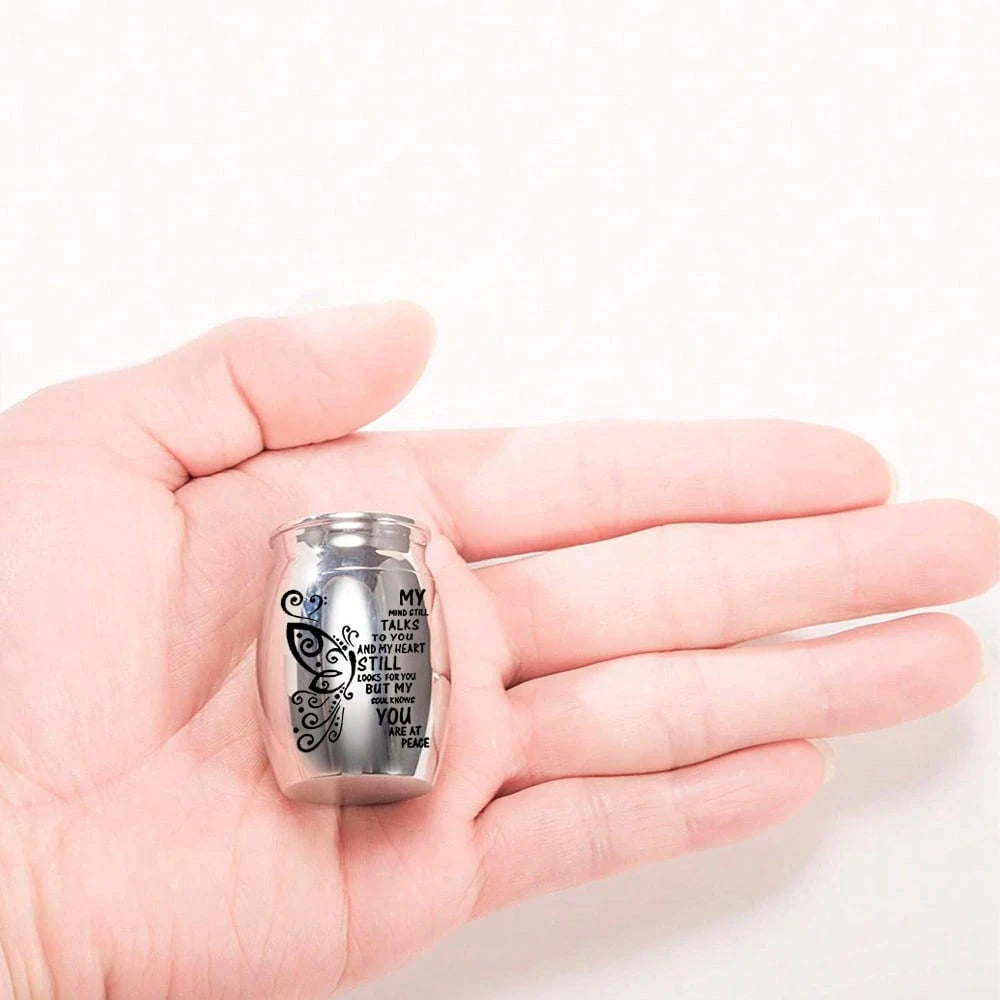 1.57 Inches Small Keepsake Urn For Human Ashes Aluminum Alloy Mini Urn Butterfly Small Ash Urn Tiny Ashes Holder Decorative Funeral Urn