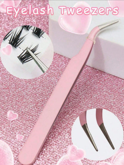 1-5pcs Pink Minimalist Eyelash Tweezers, Straight & Angled Tips, Two Styles Available, Finely Designed To Meet Various Needs. Thickened Steel Material, High Hardness, Good Elasticity, Durable. Comes W
