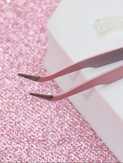 1-5pcs Pink Minimalist Eyelash Tweezers, Straight & Angled Tips, Two Styles Available, Finely Designed To Meet Various Needs. Thickened Steel Material, High Hardness, Good Elasticity, Durable. Comes W