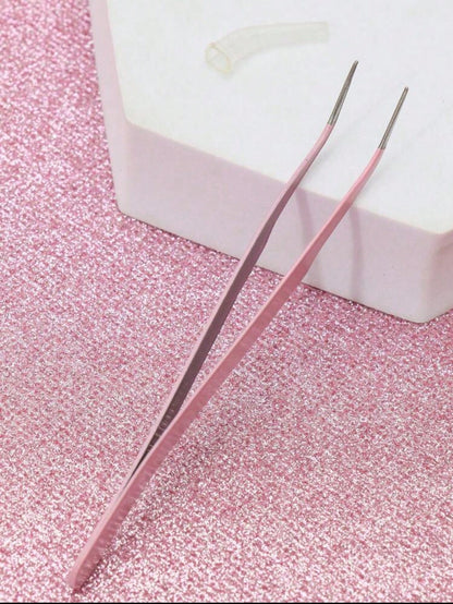 1-5pcs Pink Minimalist Eyelash Tweezers, Straight & Angled Tips, Two Styles Available, Finely Designed To Meet Various Needs. Thickened Steel Material, High Hardness, Good Elasticity, Durable. Comes W