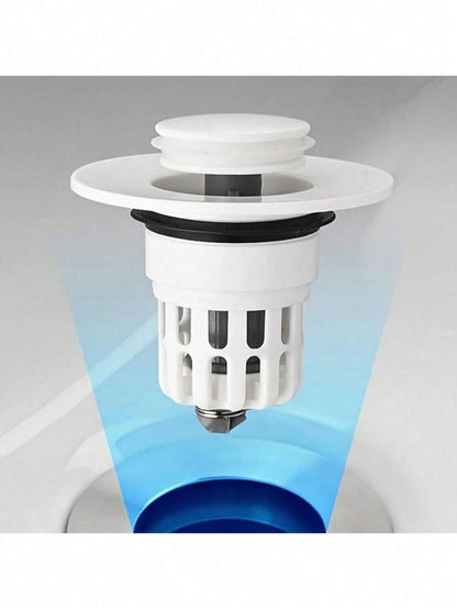 1-5pcs Pop-Up Bathroom Sink Drain Stopper- Multi-Functional Pressure Filter, Durable Plastic Material, Bathroom Sink Anti-Clogging, Efficient Drainage Essential Accessory, Wash Basin Drain Filter, Ho
