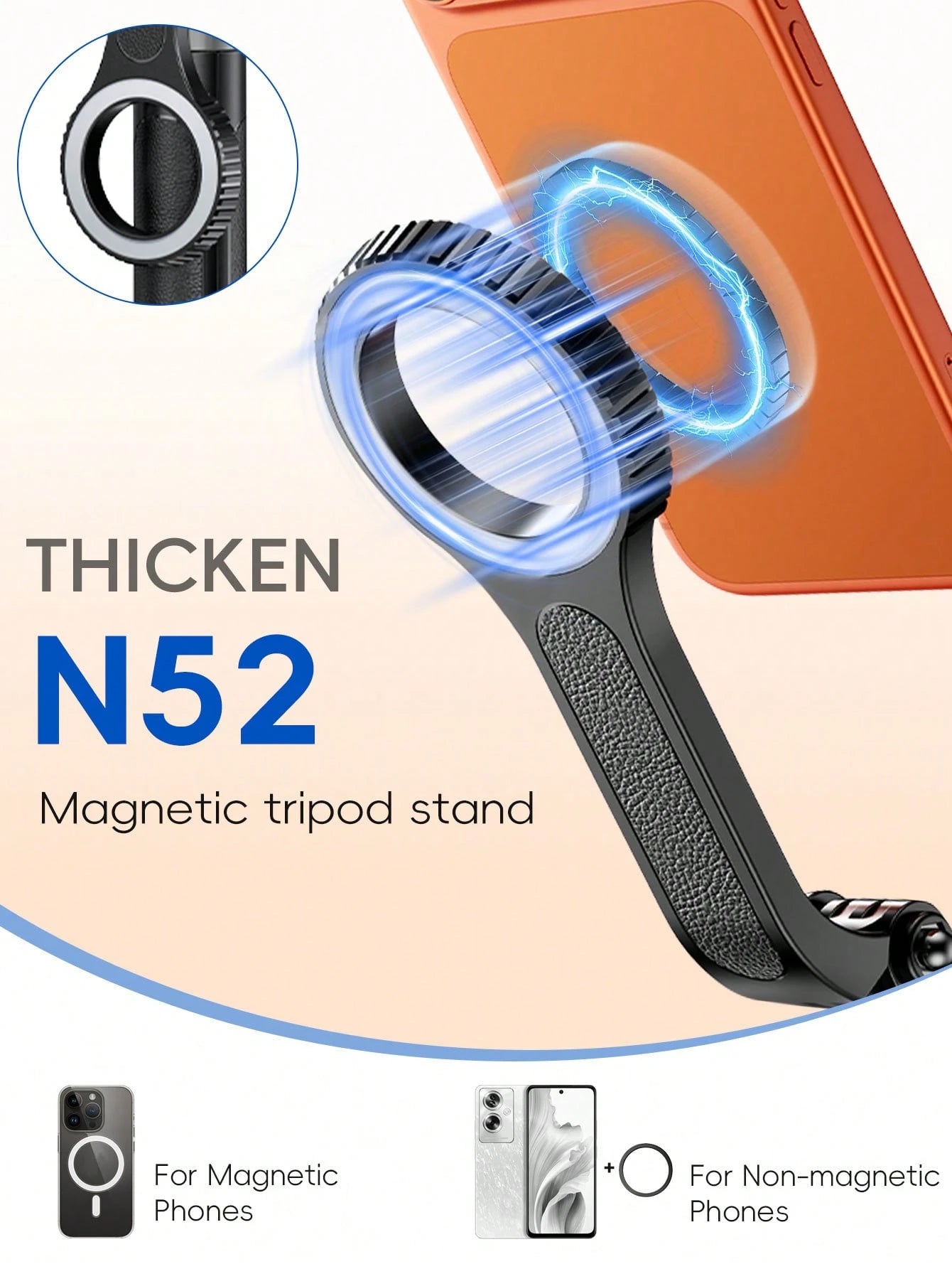 1.7m Magnetic Selfie Stick Tripod, 360° Rotating Phone Holder, Detachable Bluetooth Remote, Aluminum Alloy Extendable Tripod, Suitable For Live Streaming, Vlogging And Travel Use