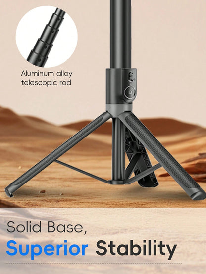 1.7m Magnetic Selfie Stick Tripod, 360° Rotating Phone Holder, Detachable Bluetooth Remote, Aluminum Alloy Extendable Tripod, Suitable For Live Streaming, Vlogging And Travel Use