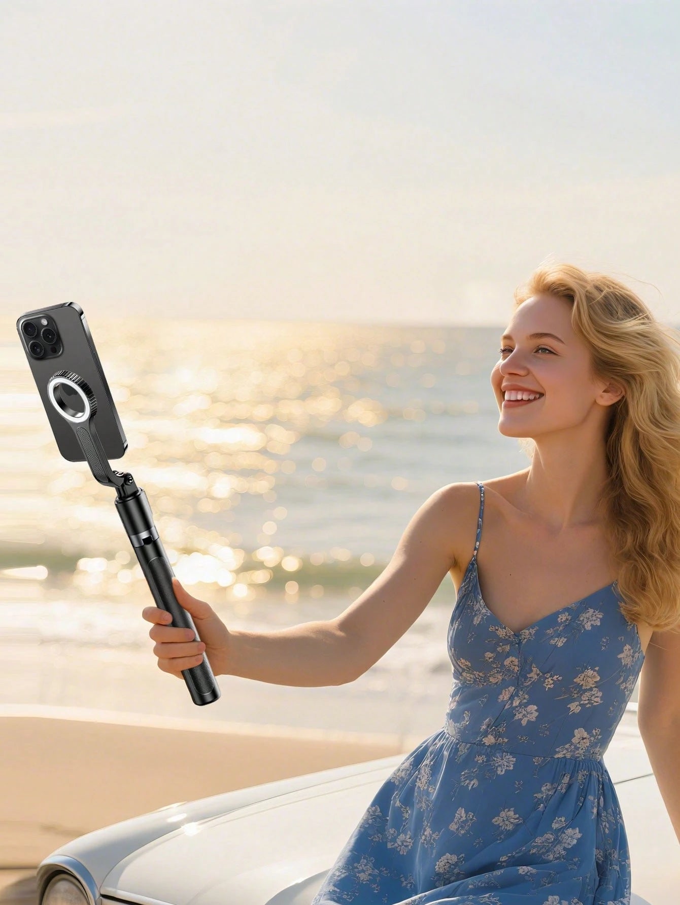1.7m Magnetic Selfie Stick Tripod, 360° Rotating Phone Holder, Detachable Bluetooth Remote, Aluminum Alloy Extendable Tripod, Suitable For Live Streaming, Vlogging And Travel Use