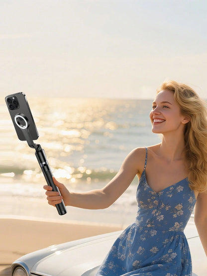 1.7m Magnetic Selfie Stick Tripod, 360° Rotating Phone Holder, Detachable Bluetooth Remote, Aluminum Alloy Extendable Tripod, Suitable For Live Streaming, Vlogging And Travel Use