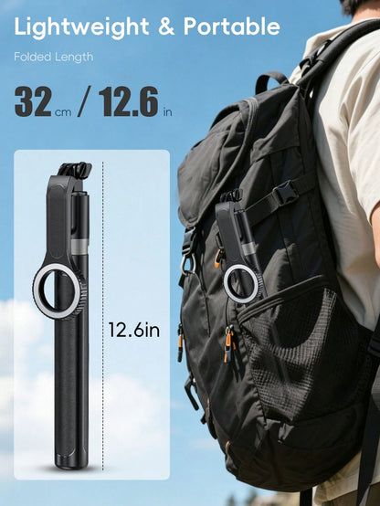 1.7m Magnetic Selfie Stick Tripod, 360° Rotating Phone Holder, Detachable Bluetooth Remote, Aluminum Alloy Extendable Tripod, Suitable For Live Streaming, Vlogging And Travel Use