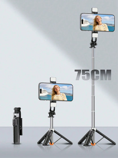 1.7m New Bluetooth Selfie Stick, Rotatable Detachable Phone Holder, Reinforced Frame, Stable Tripod, With LED Fill Light, Telescopic, Photography Assistant, Compatible With Multiple Phone Models, Perf