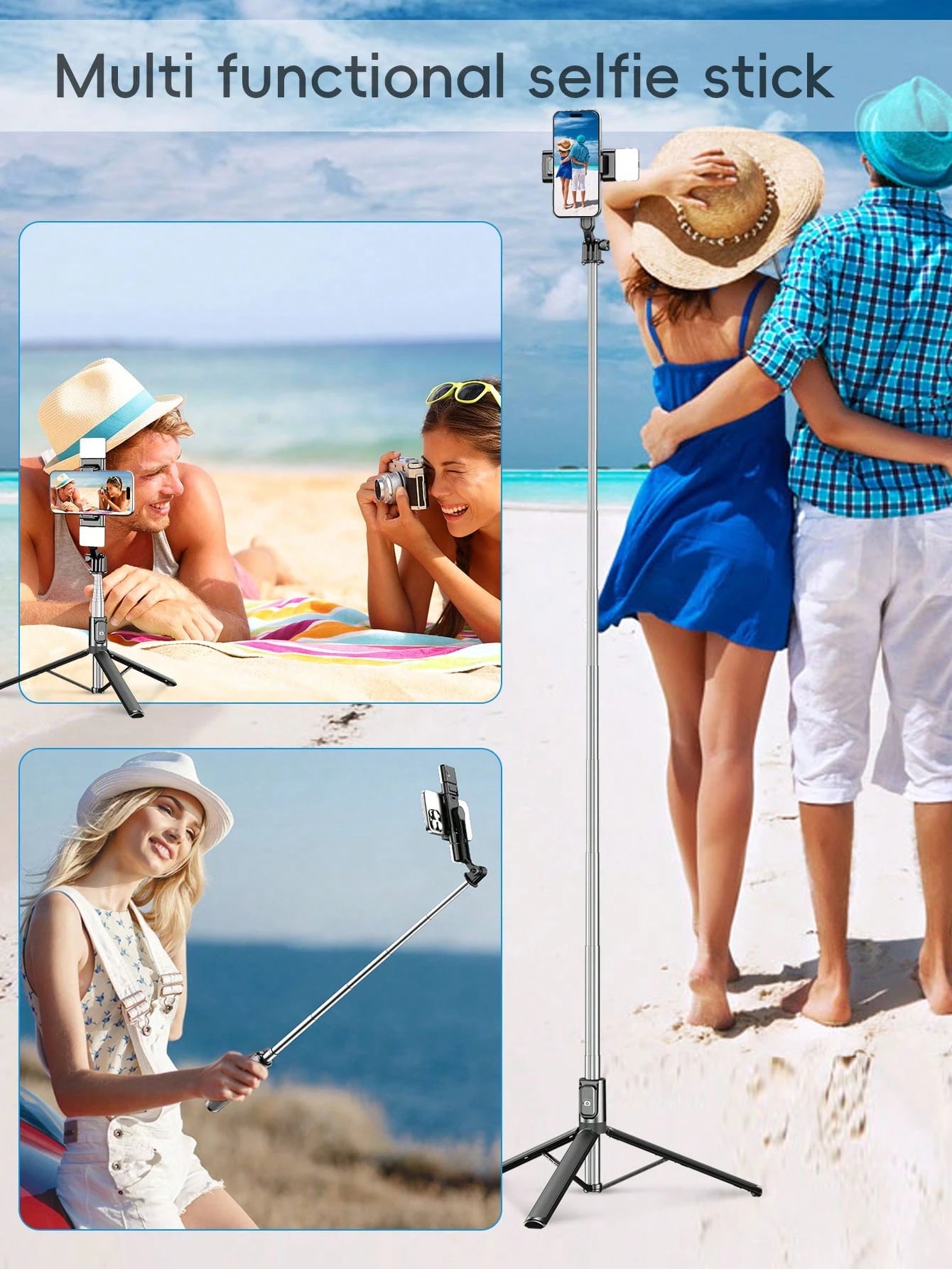 1.7m New Bluetooth Selfie Stick, Rotatable Detachable Phone Holder, Reinforced Frame, Stable Tripod, With LED Fill Light, Telescopic, Photography Assistant, Compatible With Multiple Phone Models, Perf