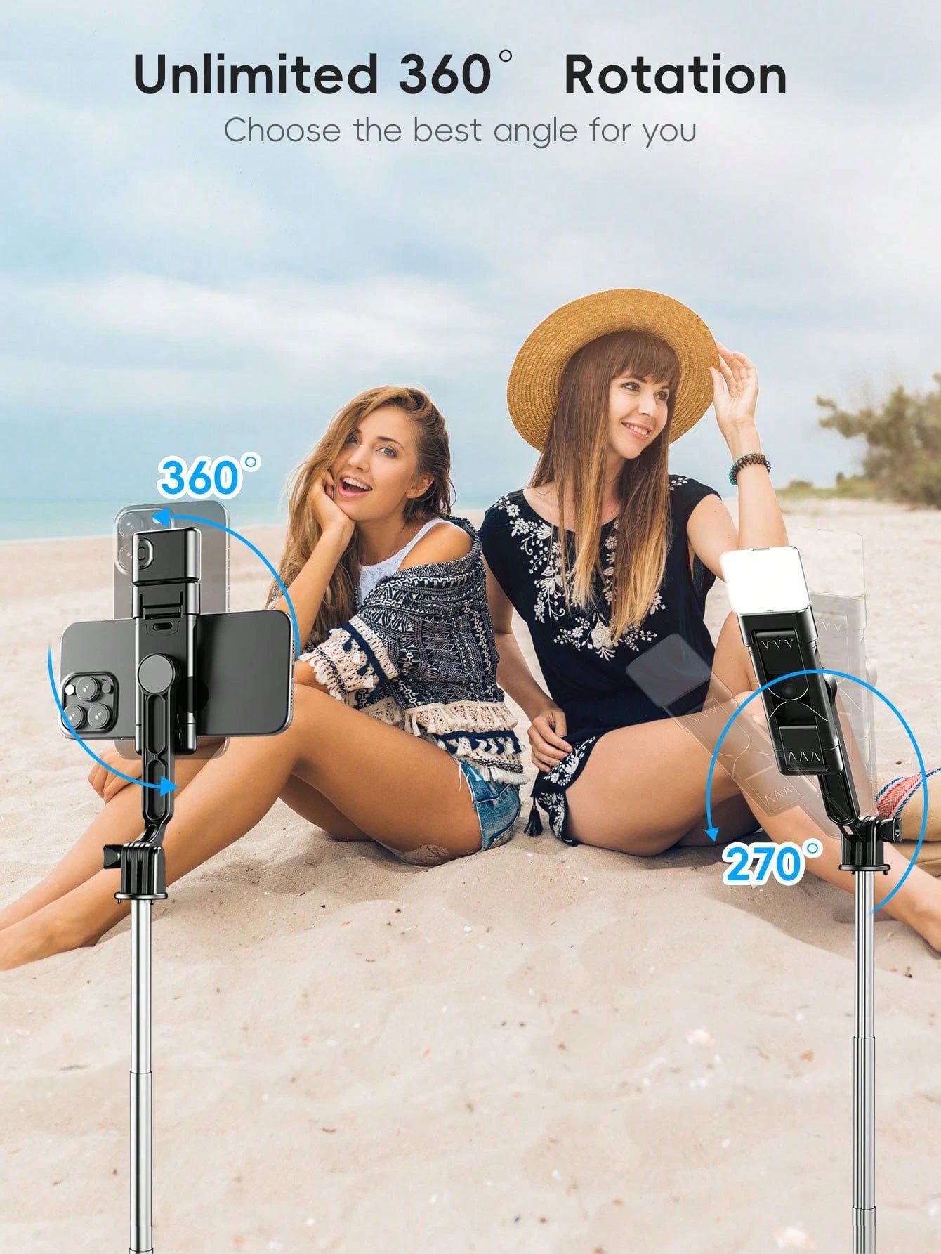 1.7m New Bluetooth Selfie Stick, Rotatable Detachable Phone Holder, Reinforced Frame, Stable Tripod, With LED Fill Light, Telescopic, Photography Assistant, Compatible With Multiple Phone Models, Perf
