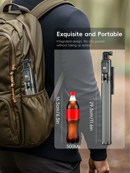 1.7m New Bluetooth Selfie Stick, Rotatable Detachable Phone Holder, Reinforced Frame, Stable Tripod, With LED Fill Light, Telescopic, Photography Assistant, Compatible With Multiple Phone Models, Perf