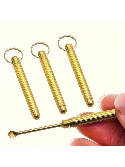 1/8/21pcs Mini Metal Ear Cleaner Spoon With Keychain- No Battery Needed, Travel Essential, Non-Illuminating (No Blade)