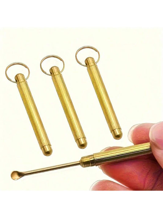 1/8/21pcs Mini Metal Ear Cleaner Spoon With Keychain- No Battery Needed, Travel Essential, Non-Illuminating (No Blade)