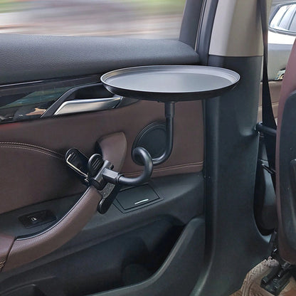 [1 Adjustable Car Tray] 1 Adjustable Car Tray| 360° Rotating Clip-On Cup Holder With Non-Slip Folding Tray, Space-Saving Design| Ideal For Meals, Drinks, And Snacks; Perfect For Road Trips, Restaura