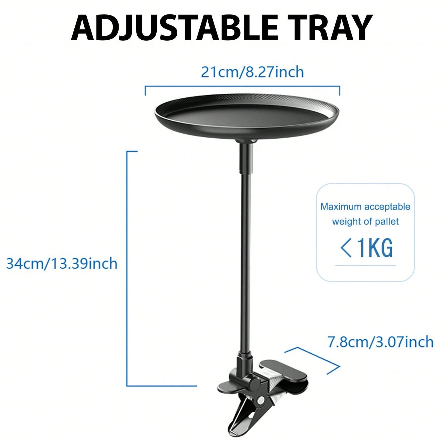 [1 Adjustable Car Tray] 1 Adjustable Car Tray| 360° Rotating Clip-On Cup Holder With Non-Slip Folding Tray, Space-Saving Design| Ideal For Meals, Drinks, And Snacks; Perfect For Road Trips, Restaura