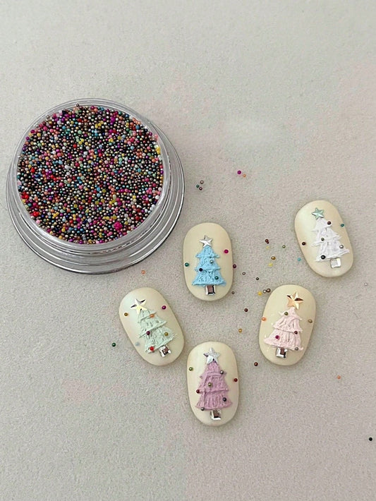 1 Box Colorful Mini Caviar Christmas Tree Decor Beads, Christmas Beads, Stars, Nail Art Accessories, Christmas, Diamond Art, Nail Accessories, Nail Parts, Beads, Parts, Nails