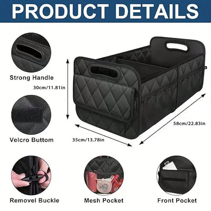 1 Car Trunk Storage Box, Vehicle Storage Container, 6-Pocket Organizer, Car Accessories, Automotive Storage, Luggage Compartment, Trunk