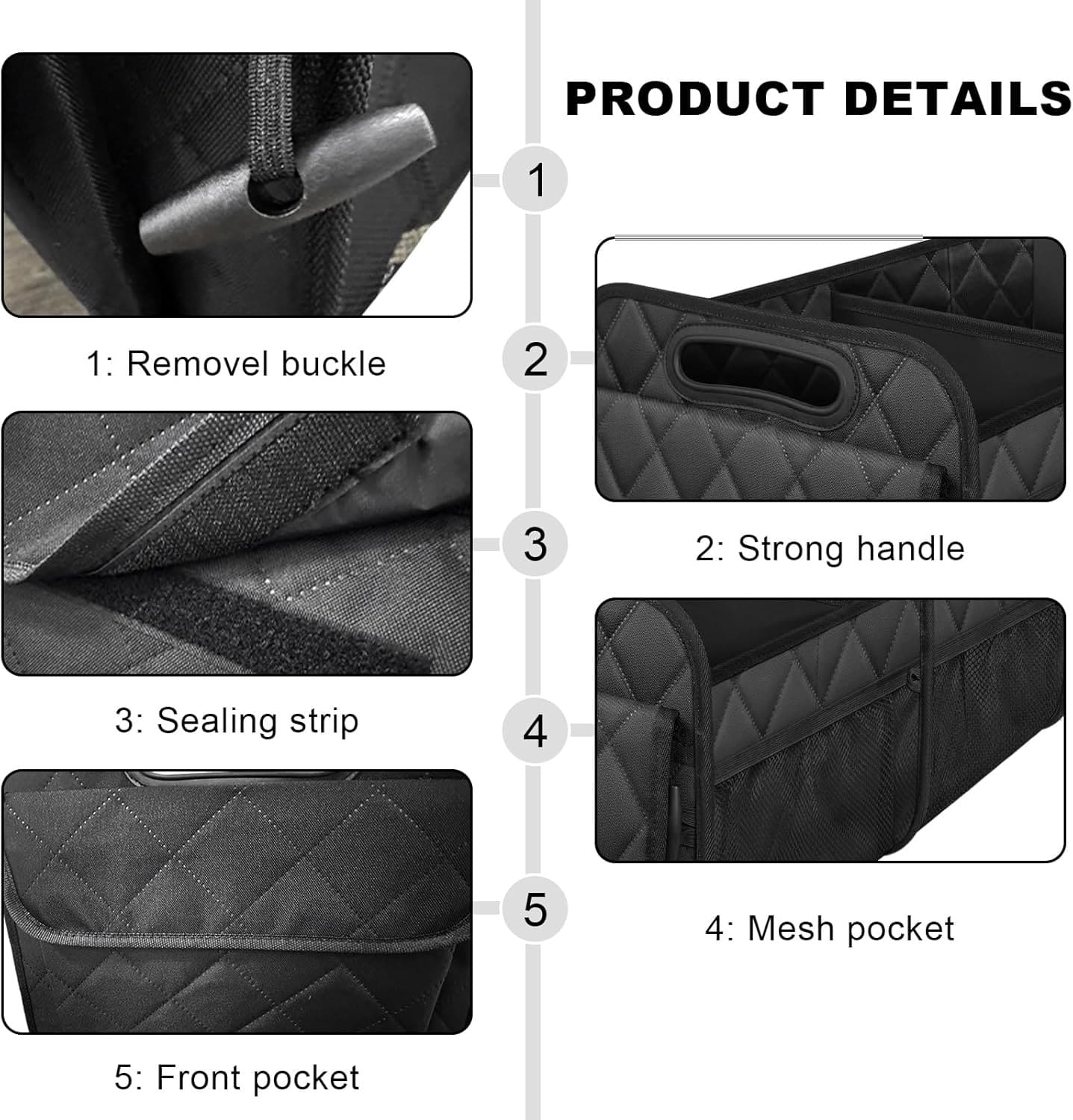 1 Car Trunk Storage Box, Vehicle Storage Container, 6-Pocket Organizer, Car Accessories, Automotive Storage, Luggage Compartment, Trunk