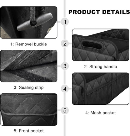 1 Car Trunk Storage Box, Vehicle Storage Container, 6-Pocket Organizer, Car Accessories, Automotive Storage, Luggage Compartment, Trunk