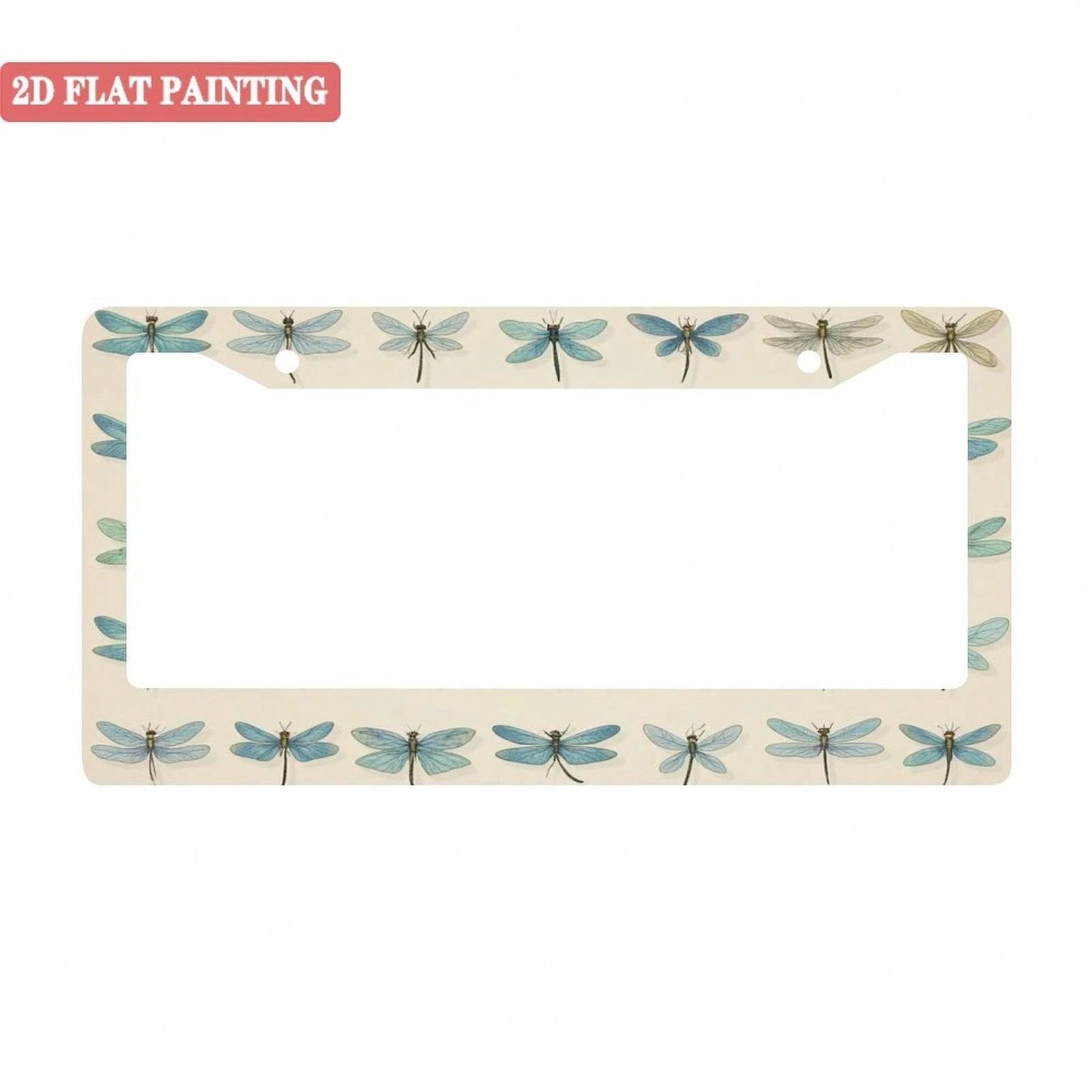 1 Dragonfly Design License Plate Frame, Unique Car License Plate Holder, Fun Front License Plate Accessory, Universal 2-Hole Screw Mounting Accessory, Size 12x6inch