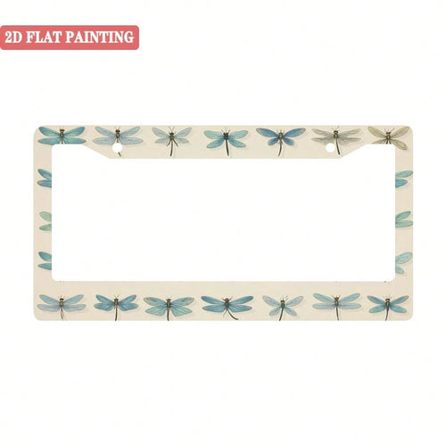 1 Dragonfly Design License Plate Frame, Unique Car License Plate Holder, Fun Front License Plate Accessory, Universal 2-Hole Screw Mounting Accessory, Size 12x6inch
