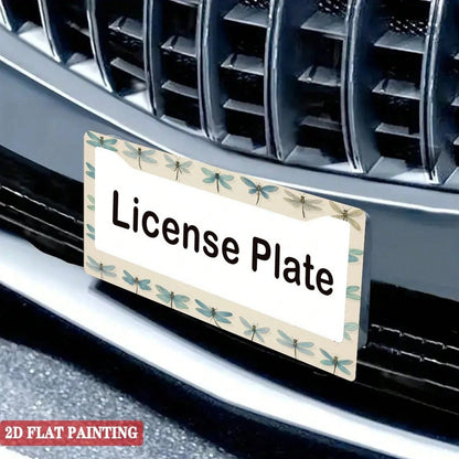 1 Dragonfly Design License Plate Frame, Unique Car License Plate Holder, Fun Front License Plate Accessory, Universal 2-Hole Screw Mounting Accessory, Size 12x6inch
